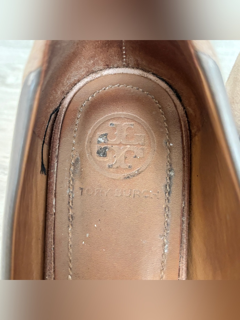 Tory Burch Gigi 55mm round toe block heel suede leather Grey-heron pumps 7.5 - Picture 5 of 6